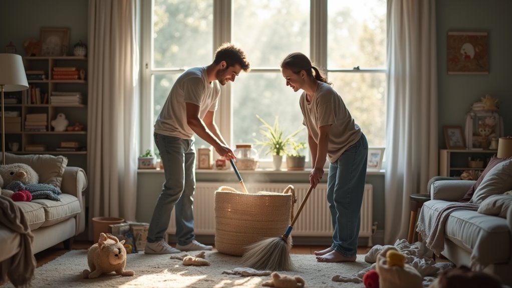 share cleaning responsibilities together
